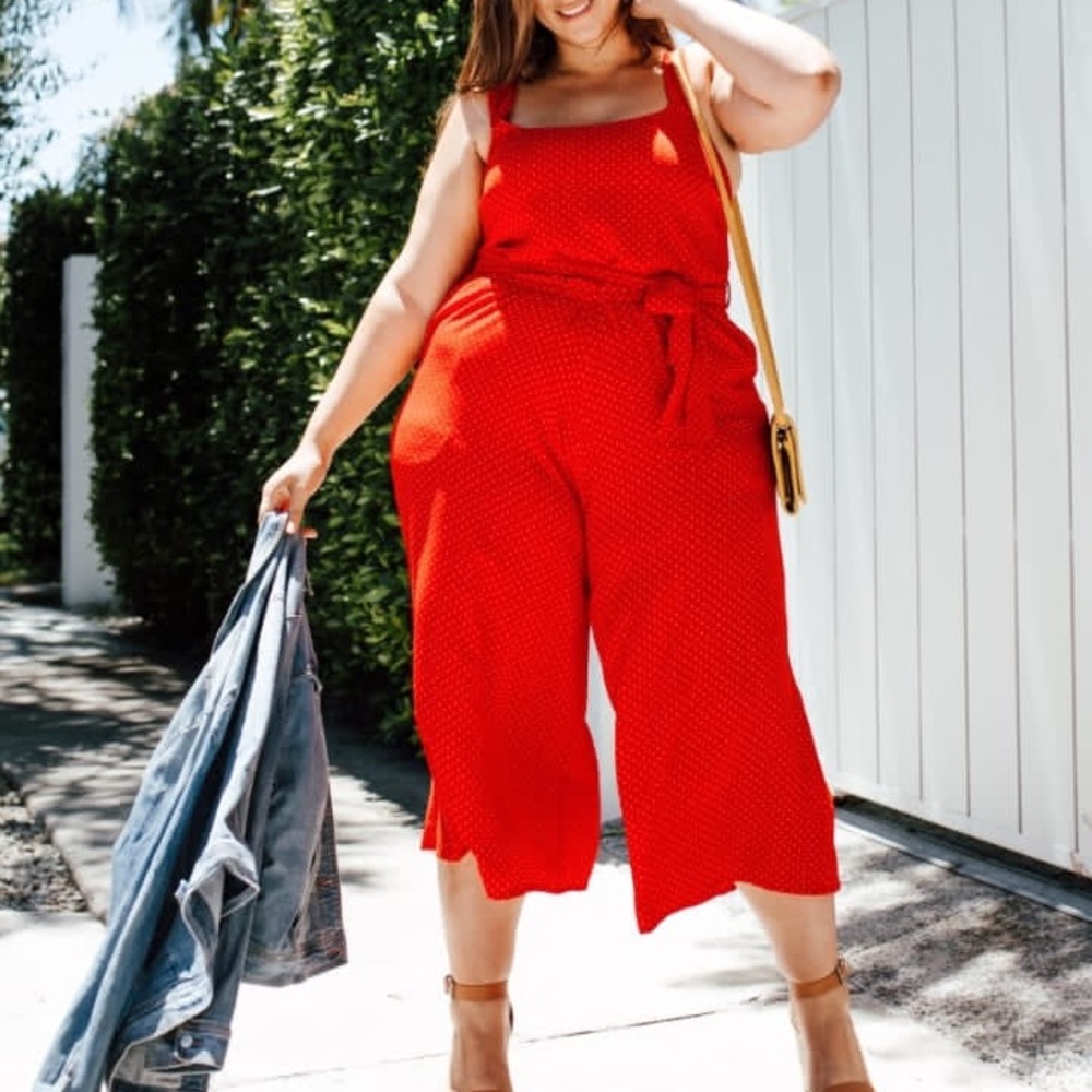 Red Polka Dot Wide-Leg Jumpsuit